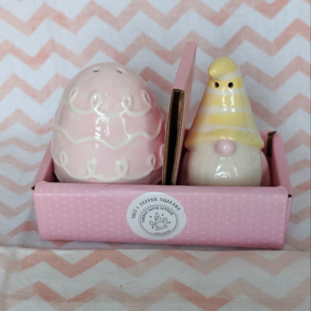 New - Gnome Egg Easter Salt and Pepper Shakers